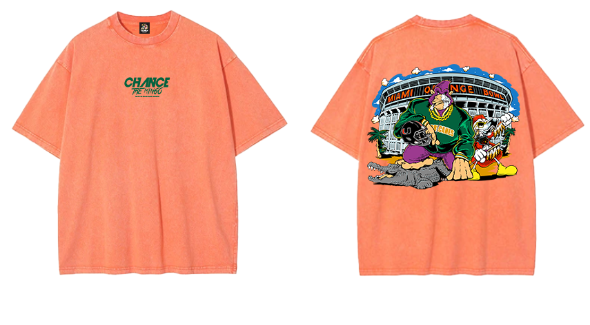 Short Sleeve Heavy Weight Acid Wash Orange Bowl